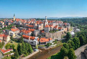 Fototapeta na wymiar Aerial view of historic town Bystrzyca Klodzka, Lower Silesia, Poland