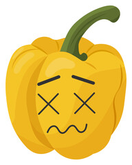 Sticker yellow pepper with kawaii emotions. Flat illustration of a pepper with emotions without background.