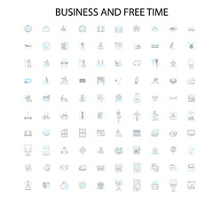 business and free time icons, signs, outline symbols, concept linear illustration line collection
