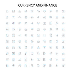 currency and finance icons, signs, outline symbols, concept linear illustration line collection