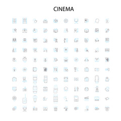 cinema icons, signs, outline symbols, concept linear illustration line collection