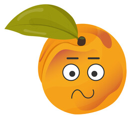 Stickers orange apricot with kawaii emotions. Flat illustration of an apricot with emotions without background.