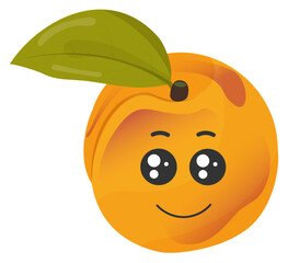 Stickers orange apricot with kawaii emotions. Flat illustration of an apricot with emotions without background.