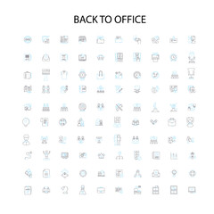 back to office icons, signs, outline symbols, concept linear illustration line collection