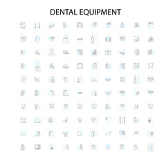 dental equipment icons, signs, outline symbols, concept linear illustration line collection