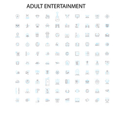 adult entertainment icons, signs, outline symbols, concept linear illustration line collection