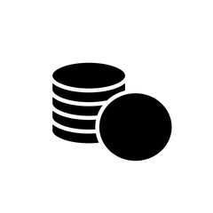 Coin or money icon. Business, finance or bank symbol. A stack of coins is an attribute of wealth. Isolated vector illustration on a white background.