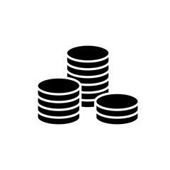 Coin or money icon. Business, finance or bank symbol. A stack of coins is an attribute of wealth. Isolated raster illustration on a white background.