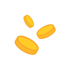 Coin or money icon. Business, finance or bank symbol. Falling coins are an attribute of wealth. Isolated vector illustration on a white background.