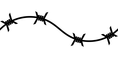 Barbed wire, symbol of prison or prohibition. Seamless pattern. Isolated vector illustration on a white background.