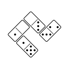 Icon of dominoes, dice (knuckles, stones). Board game. Isolated raster illustration on white background.