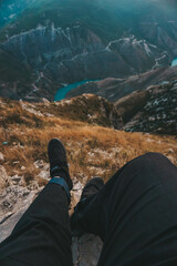 hiking in the mountains