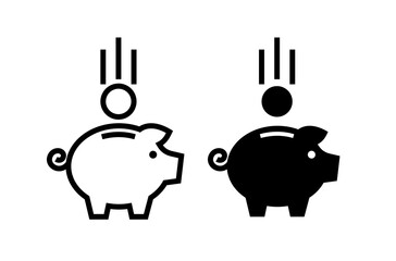 Piggy bank icon. Symbol of the accumulation of coins and money. Business, finance or bank attribute. Isolated vector illustration on a white background.