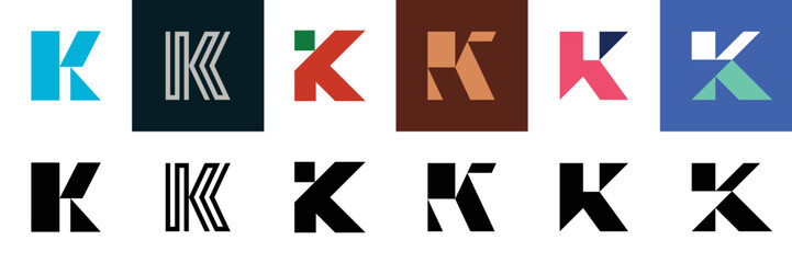 Set of letter K. icon design. template elements. geometric abstract logos