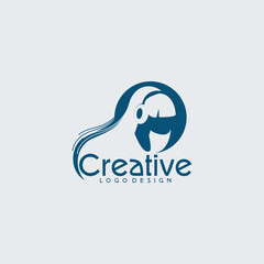 barbershop illustration logo, hair salon vector design