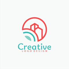 abstract city illustration logo vector design