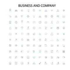 business and company icons, signs, outline symbols, concept linear illustration line collection