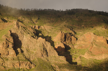 Fototapeta na wymiar View of the Tirajana cliffs. Gran Canaria. Canary Islands. Spain.