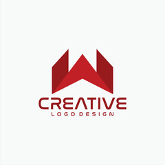 simple logo w shape abstract design vector illustration