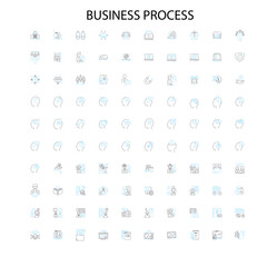 business process icons, signs, outline symbols, concept linear illustration line collection