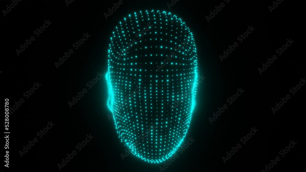Poster Beautiful Abstract colourful Intelligence face scanner. Facial recognition Background pattern for design.
3d rendering illustration Background pattern for design. Loops video.	