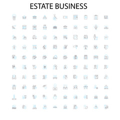 estate planning icons, signs, outline symbols, concept linear illustration line collection