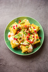Khaman Dhokla chaat is a very simple and refreshing fusion chaat recipe made using leftover dhokla