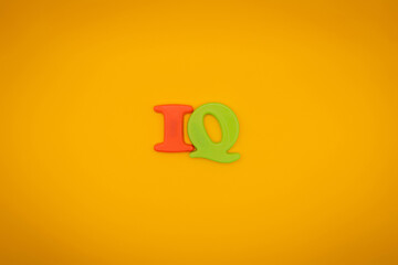 IQ word letters with yellow background