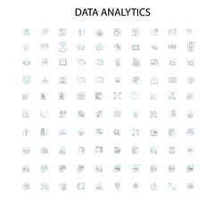 data analytics icons, signs, outline symbols, concept linear illustration line collection