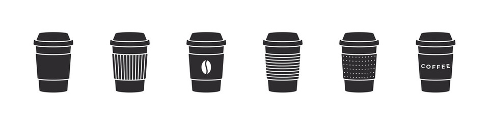 Coffee icons. Coffee cup icons. Various cups of coffee. Vector illustration