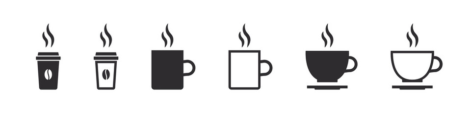 Coffee cups concept. Coffee cup icons. Various cups of coffee. Vector illustration