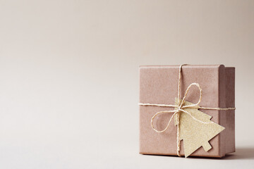 Christmas and zero waste, eco friendly packaging gifts in kraft paper. Christmas New Year...