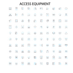 access equipment icons, signs, outline symbols, concept linear illustration line collection