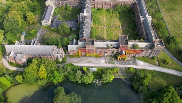 Aerial footage over former boarding school in Lancashire