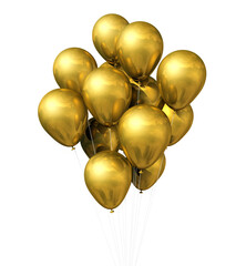 Gold air balloons on a transparent background - obrazy, fototapety, plakaty