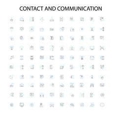contact and communication icons, signs, outline symbols, concept linear illustration line collection