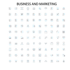 business and marketing icons, signs, outline symbols, concept linear illustration line collection