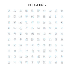budgeting icons, signs, outline symbols, concept linear illustration line collection