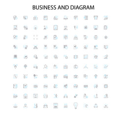 business and diagram icons, signs, outline symbols, concept linear illustration line collection
