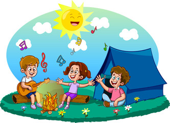 Illustration of children summer camp vector