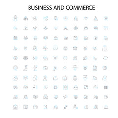 business and commerce icons, signs, outline symbols, concept linear illustration line collection