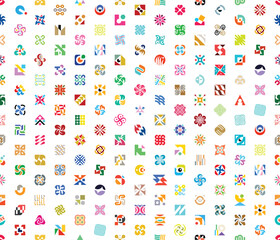 Fototapeta na wymiar Seamless pattern with abstract logos. geometric abstract logos. icon design