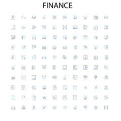 finance icons, signs, outline symbols, concept linear illustration line collection