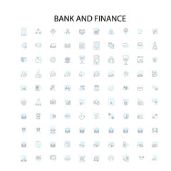 bank and finance icons, signs, outline symbols, concept linear illustration line collection