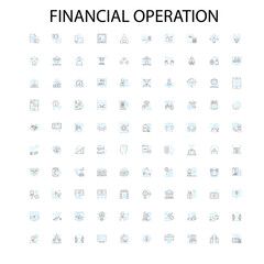 financial operation icons, signs, outline symbols, concept linear illustration line collection