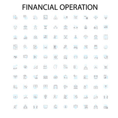 financial operation icons, signs, outline symbols, concept linear illustration line collection