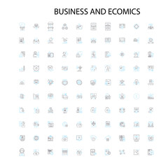 business and ecomics icons, signs, outline symbols, concept linear illustration line collection