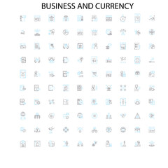 business and currency icons, signs, outline symbols, concept linear illustration line collection