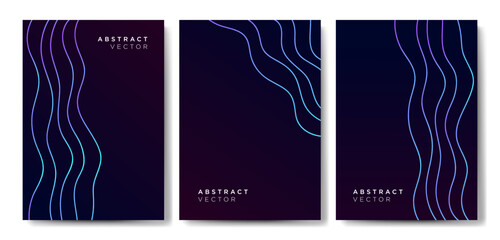 Minimalist blue gradient cover backgrounds vector set with modern  shapes. Modern wallpaper design for presentation, posters, cover, website and banner