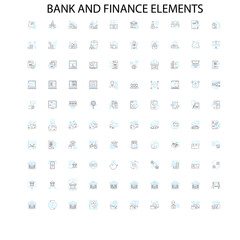 bank and finance elements icons, signs, outline symbols, concept linear illustration line collection
